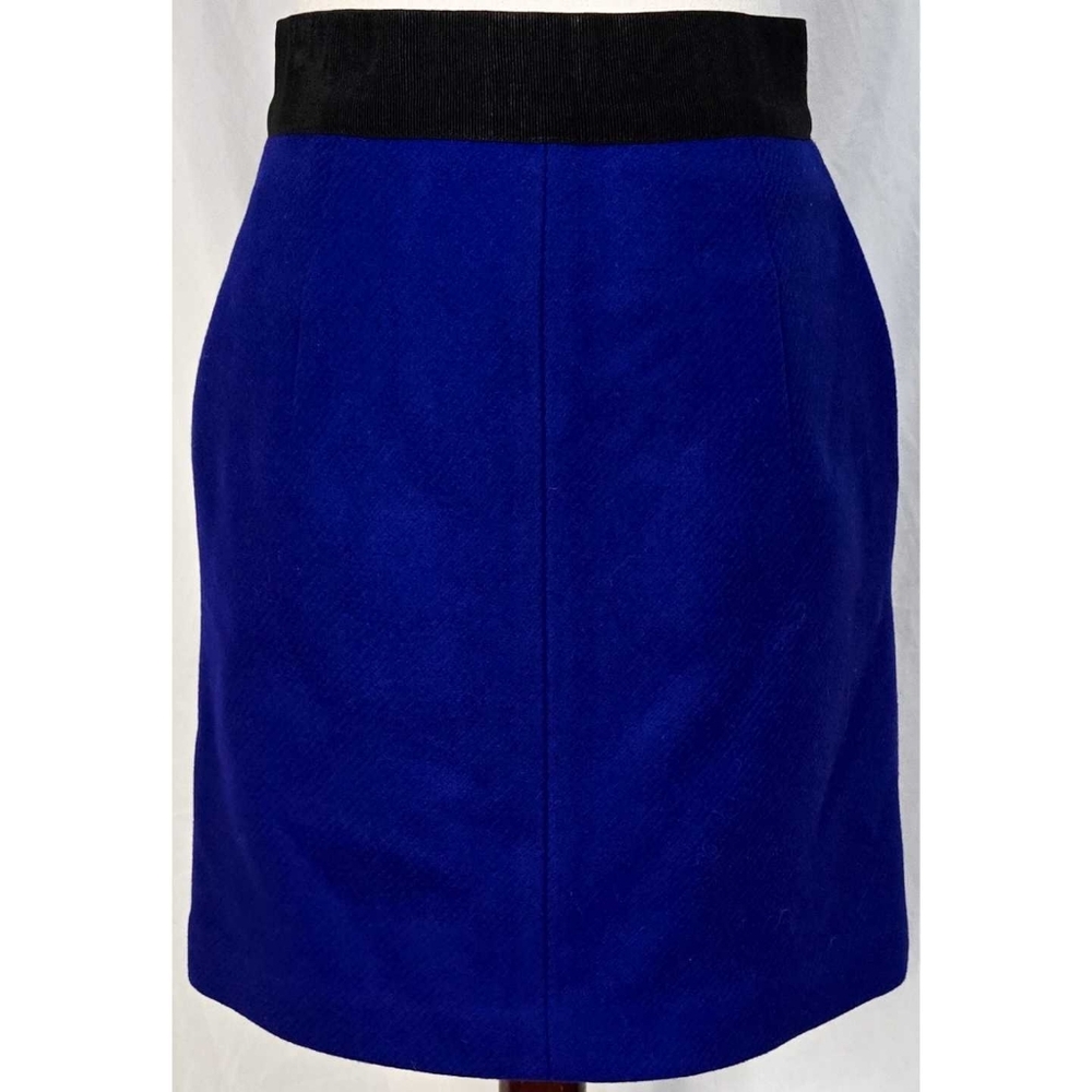Milly Wool Pencil Skirt Cobalt Blue Black Classic Quiet Luxury Zipper